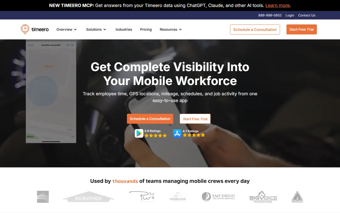 Timeero homepage