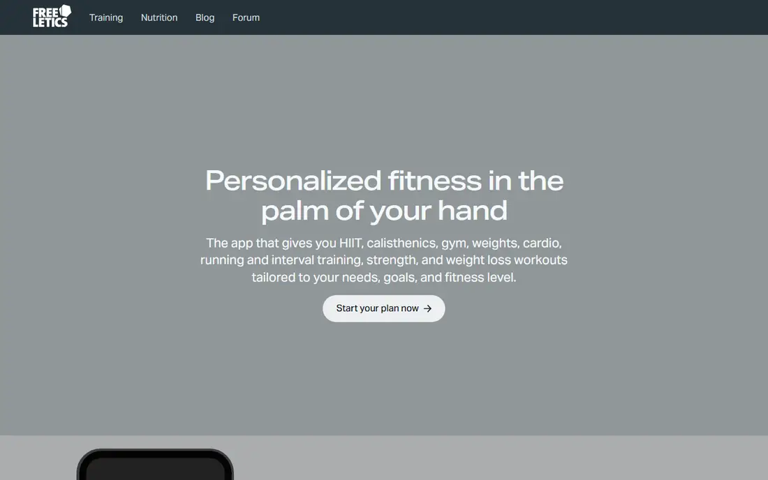 Freeletics homepage