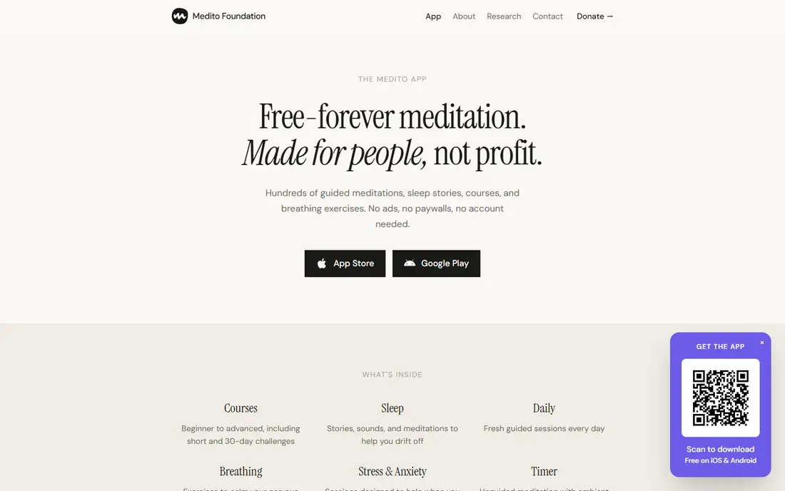Medito homepage