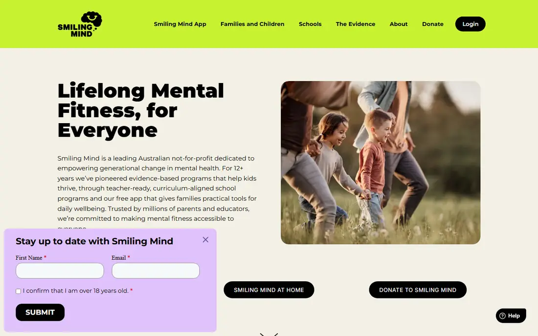 Smiling Mind homepage