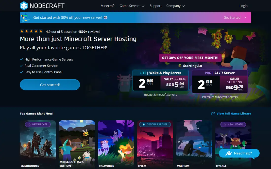 Nodecraft homepage