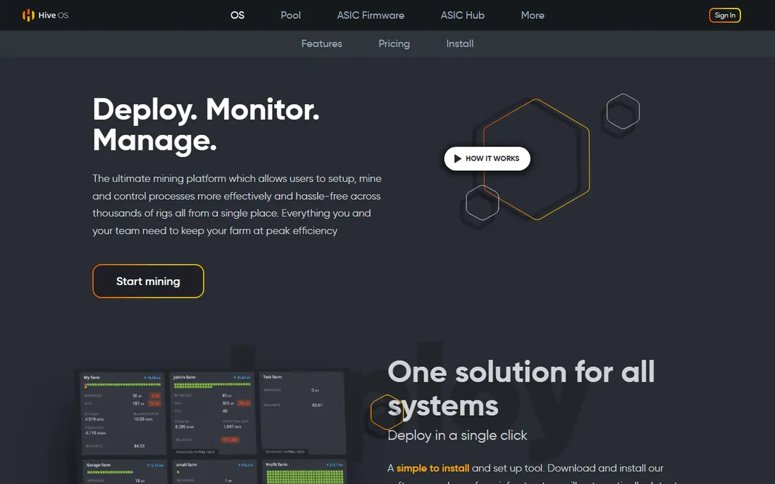 Hive OS homepage