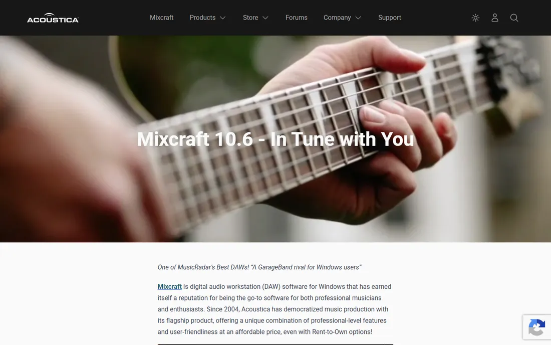 Acoustica Mixcraft homepage