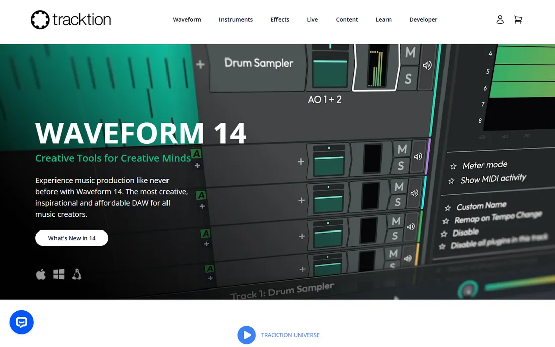 Tracktion Waveform homepage
