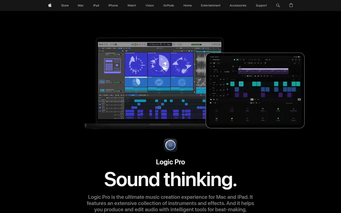 Logic Pro homepage