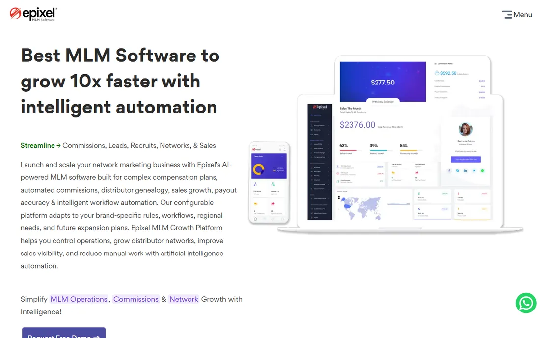 Epixel MLM Software homepage