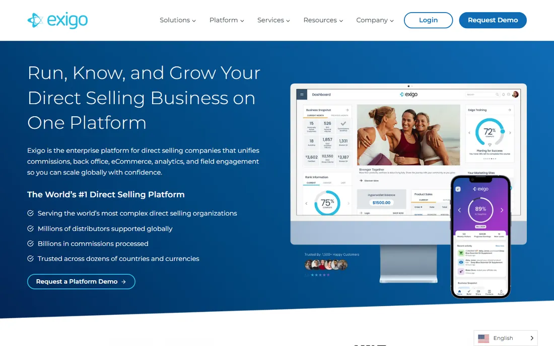 Exigo homepage