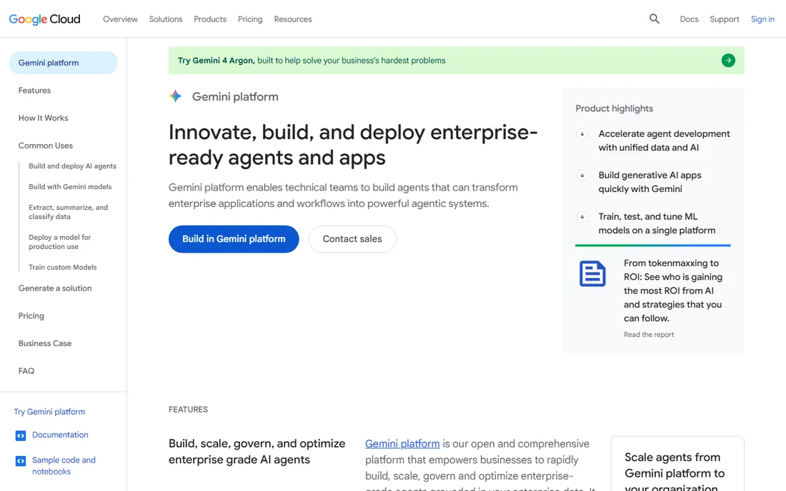 Google Cloud Vertex AI homepage