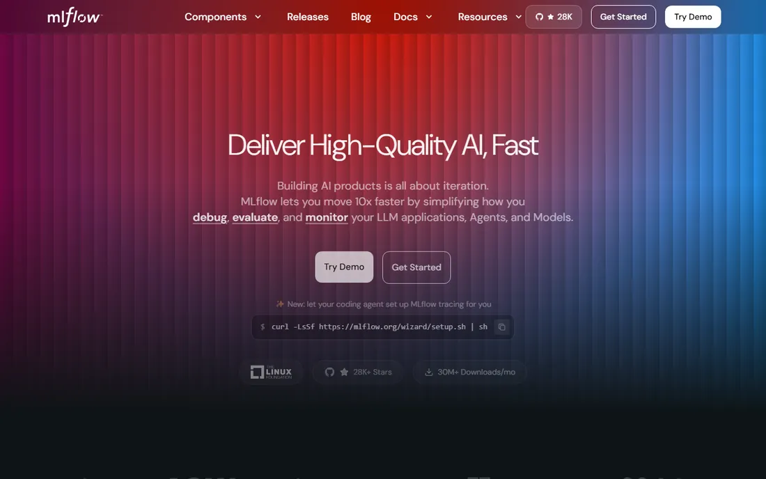 MLflow homepage