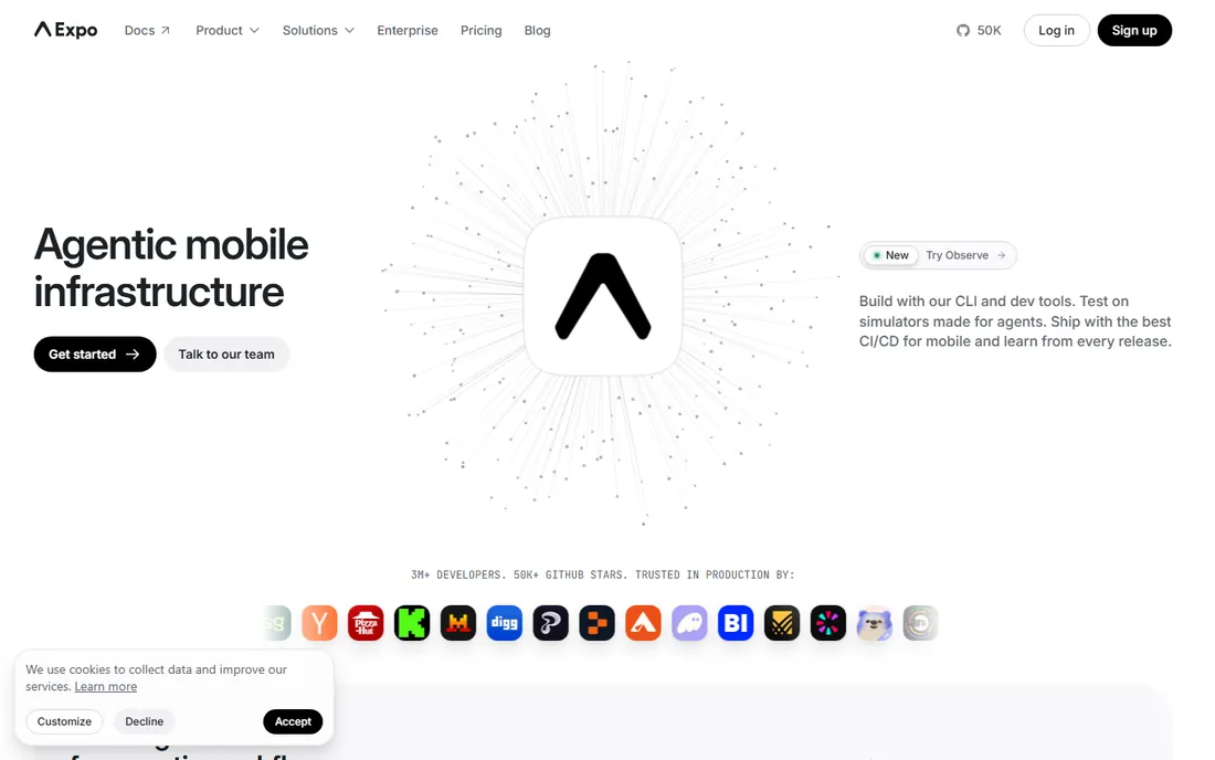 Expo homepage