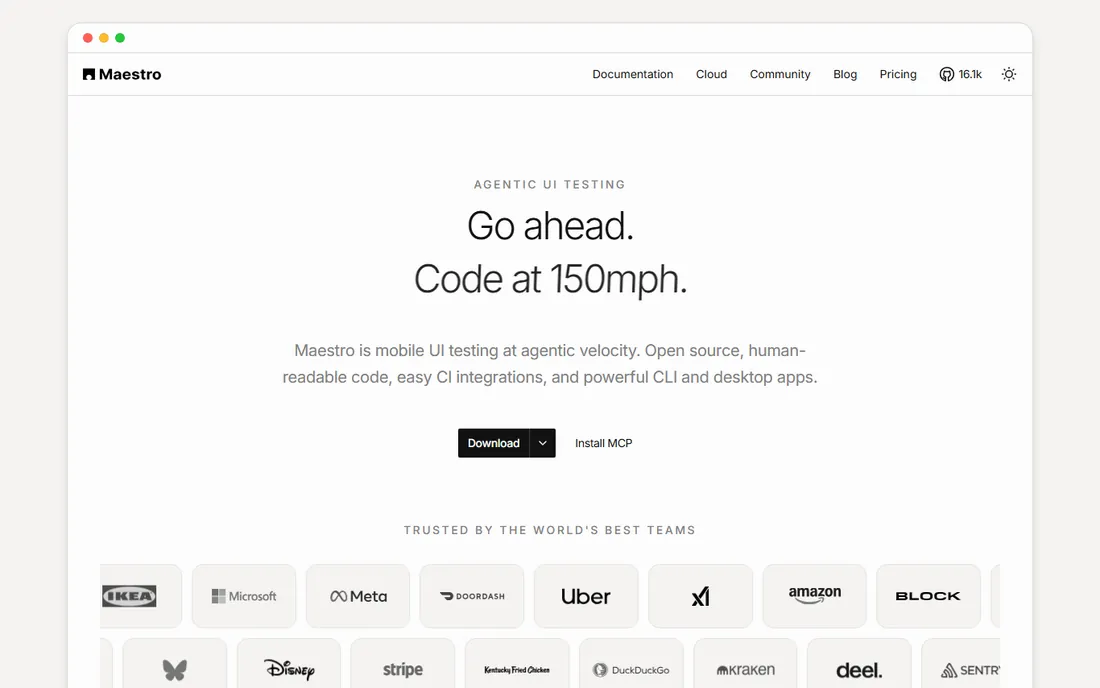 Maestro homepage