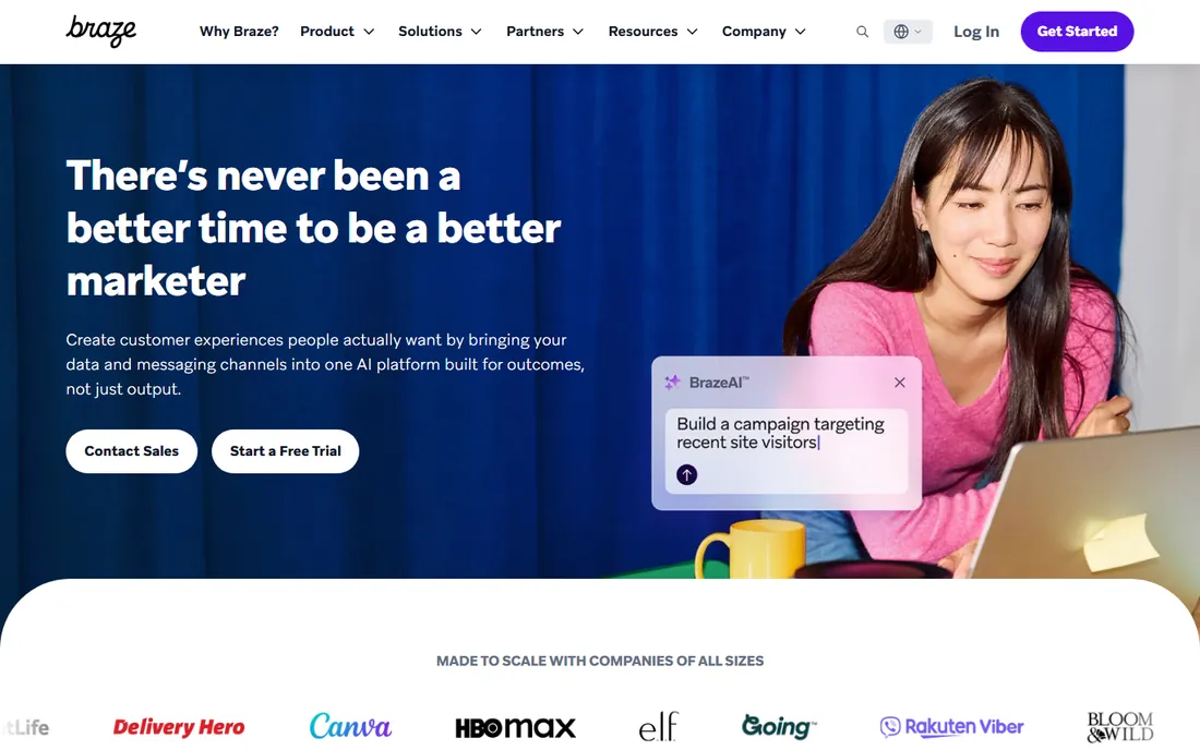 Braze homepage