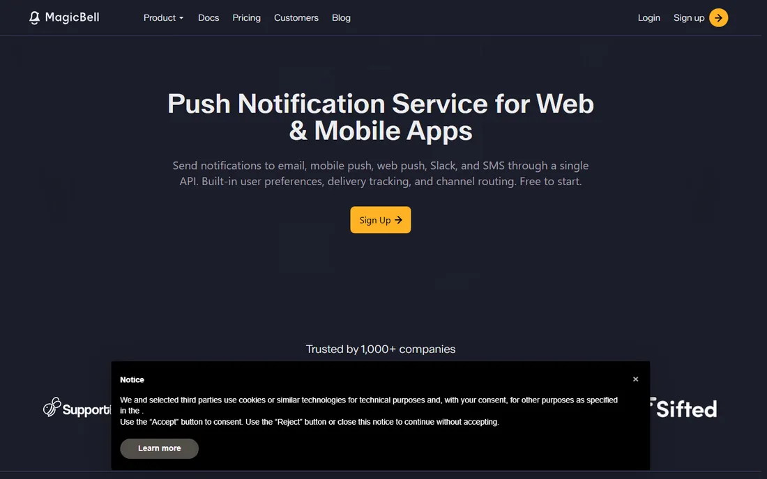 MagicBell homepage