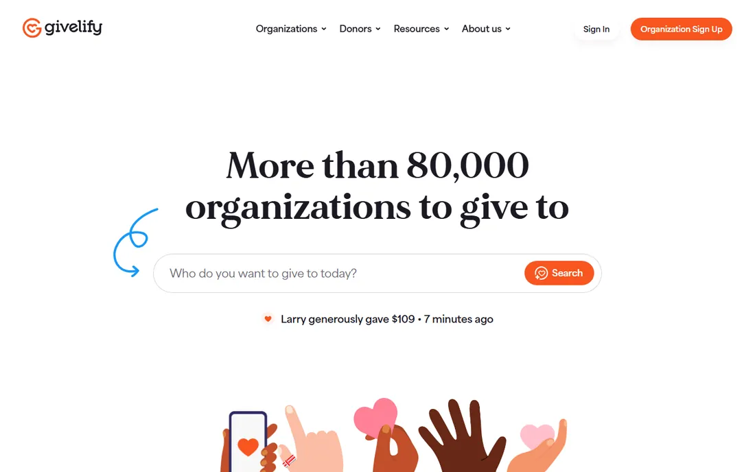 Givelify homepage