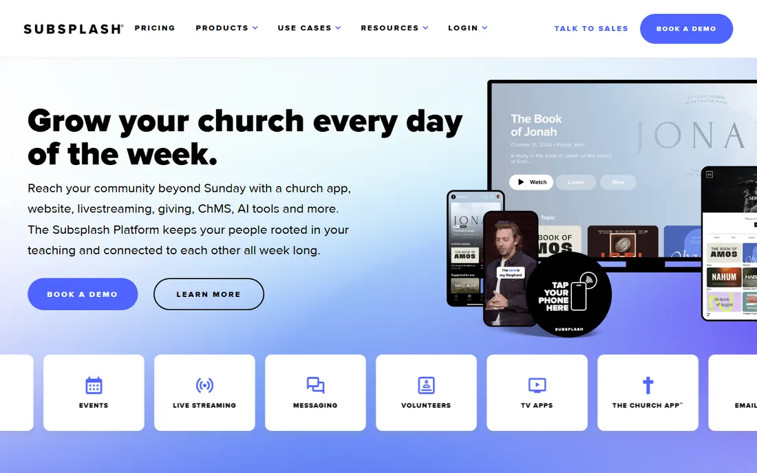 Subsplash homepage