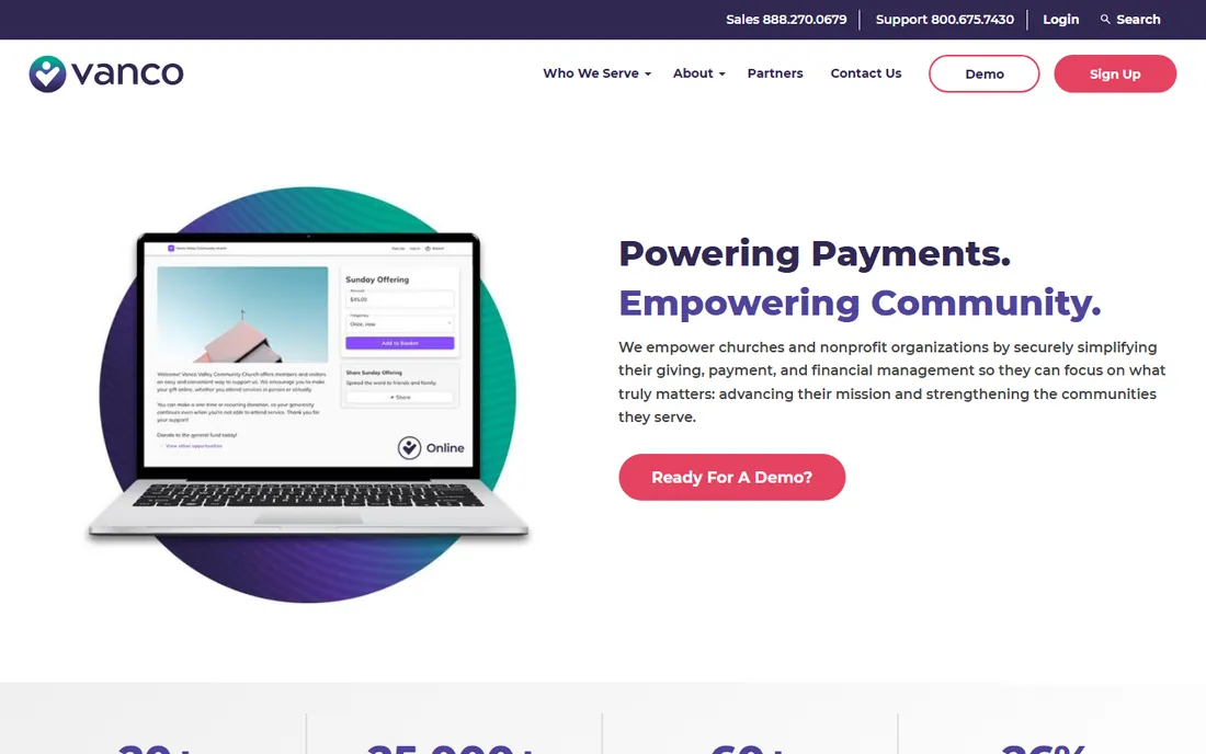 Vanco homepage