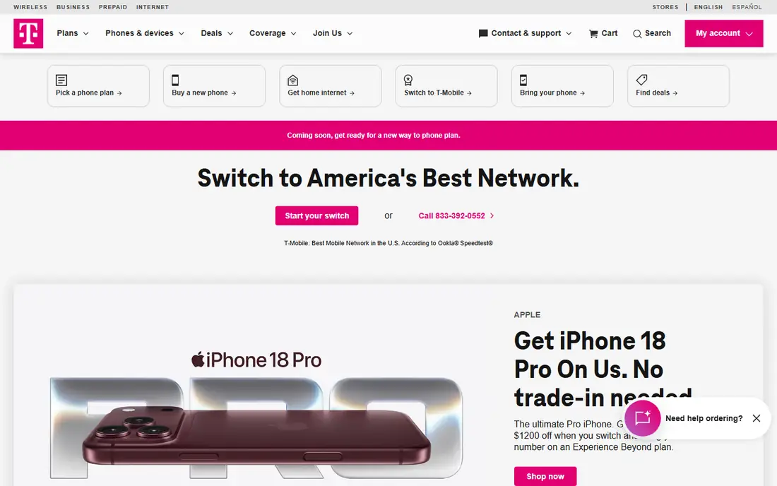 T-Mobile 5G Home Internet homepage