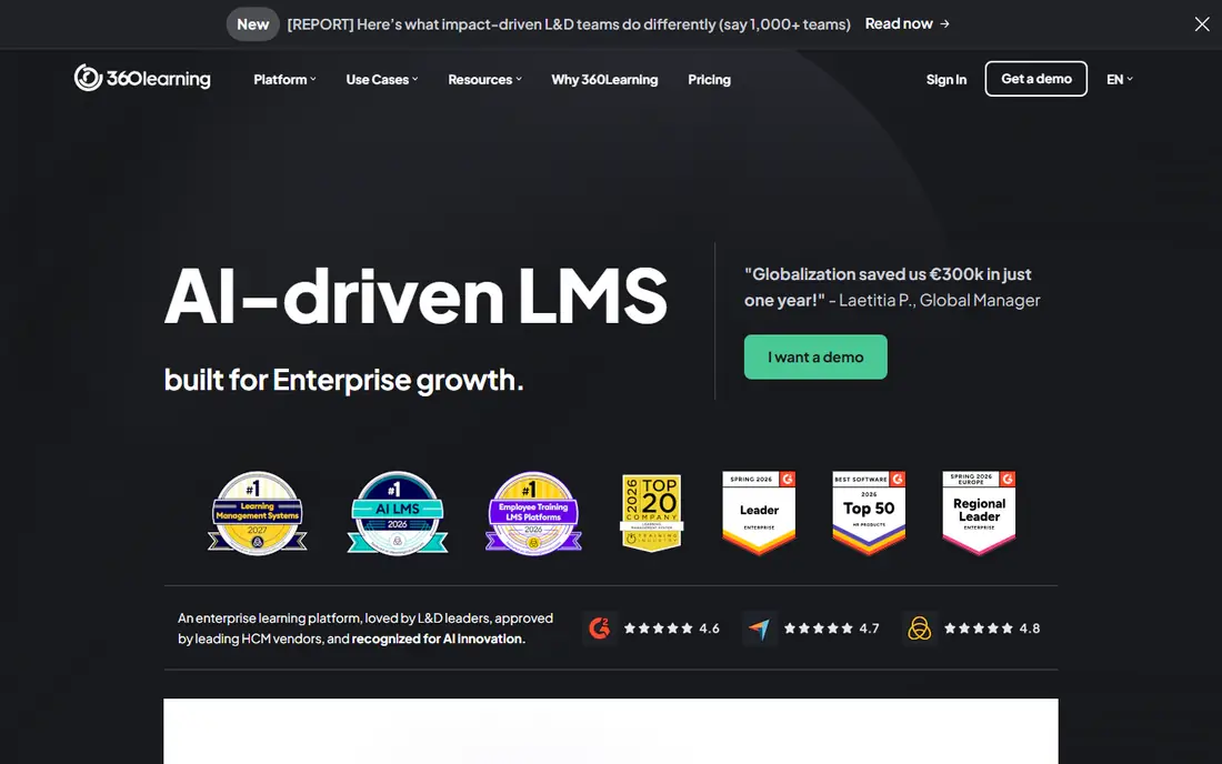 360Learning homepage