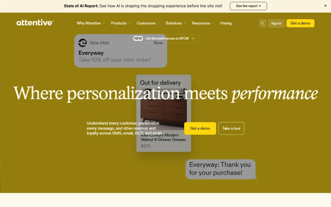 Attentive homepage