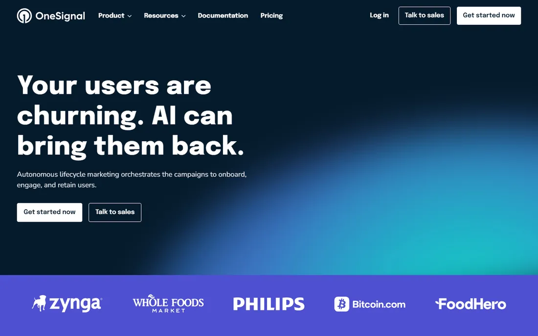 OneSignal homepage