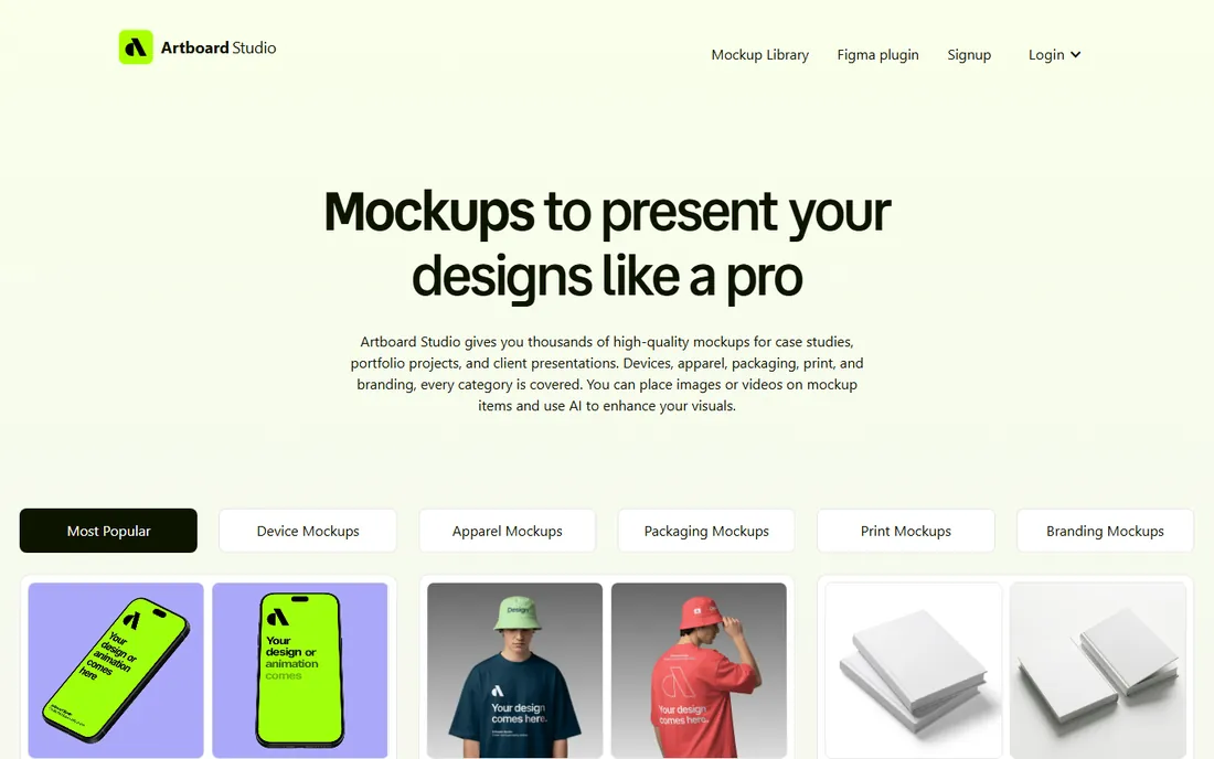 Artboard Studio homepage