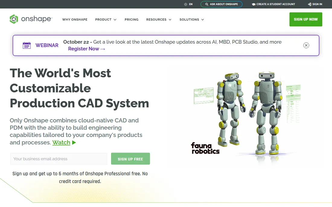 Onshape homepage