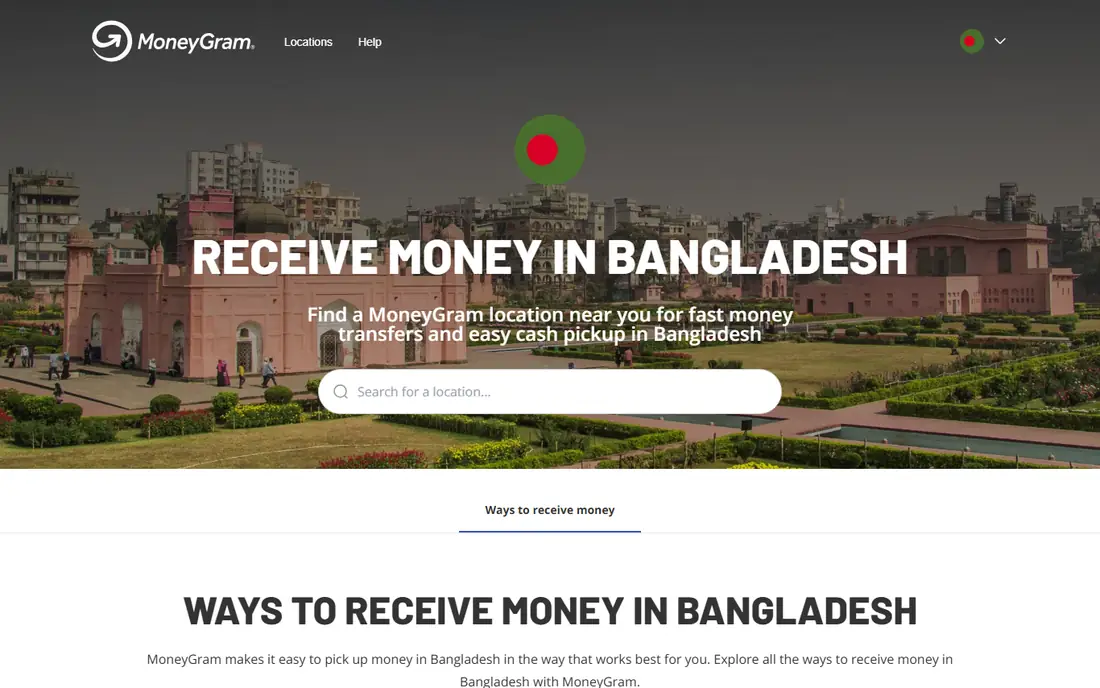 MoneyGram homepage