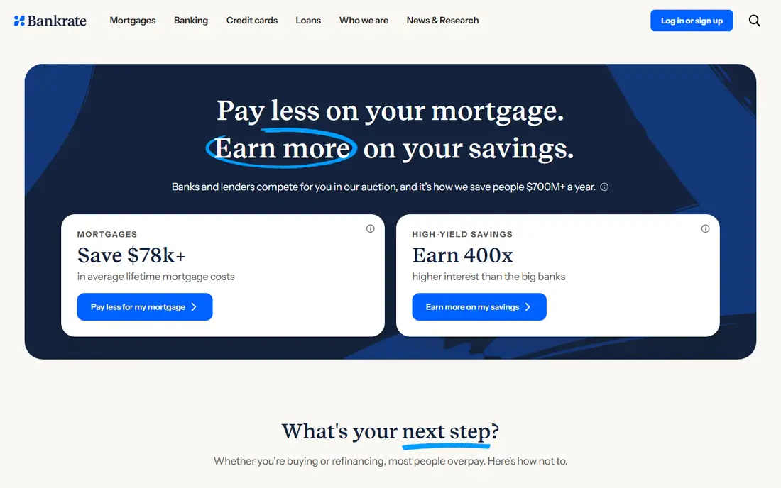 Bankrate homepage