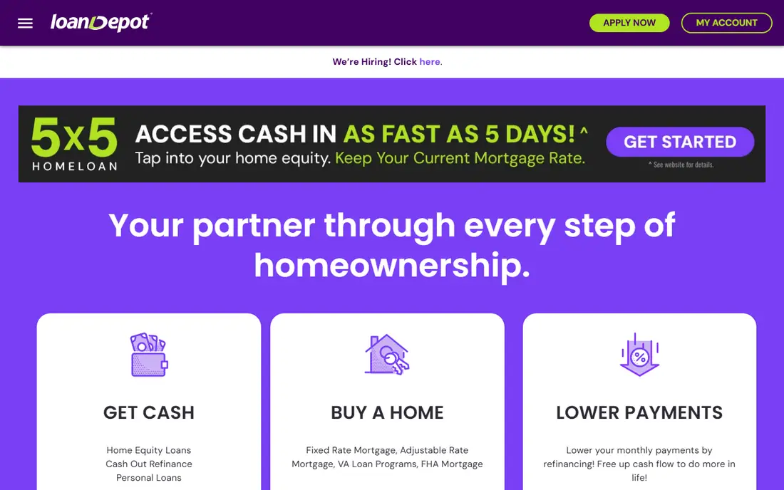 loanDepot homepage