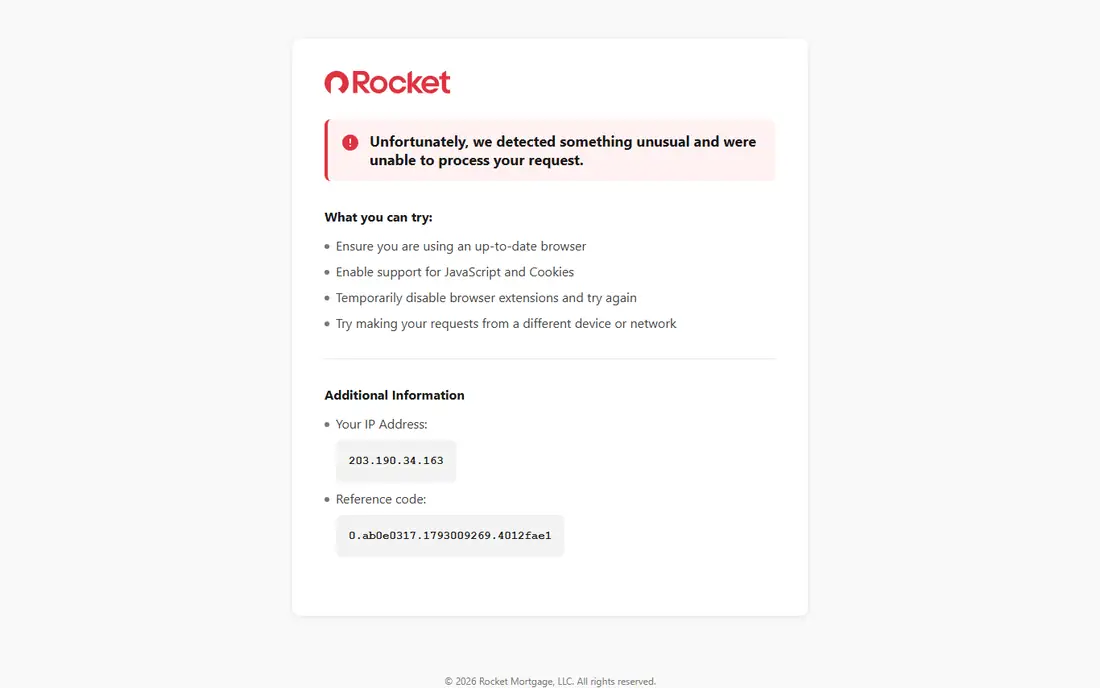 Rocket Mortgage homepage