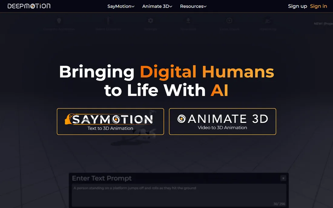 DeepMotion homepage