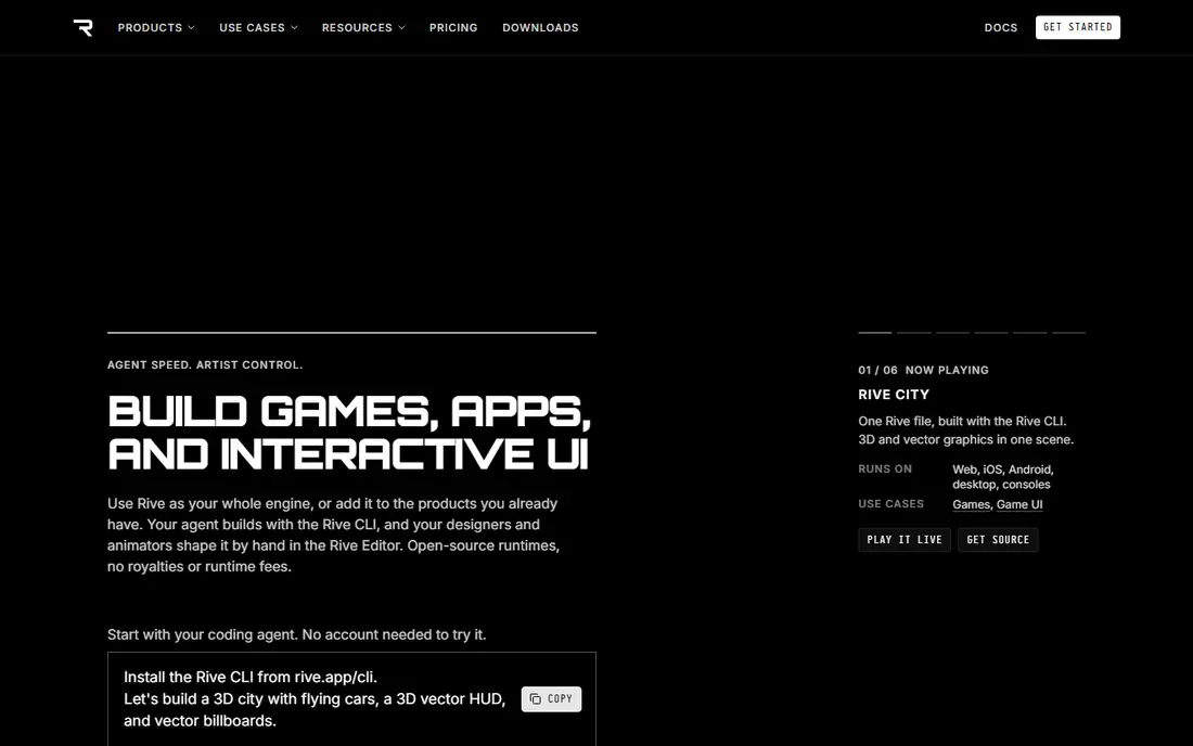 Rive homepage