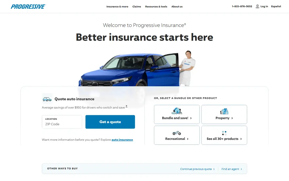 Progressive homepage