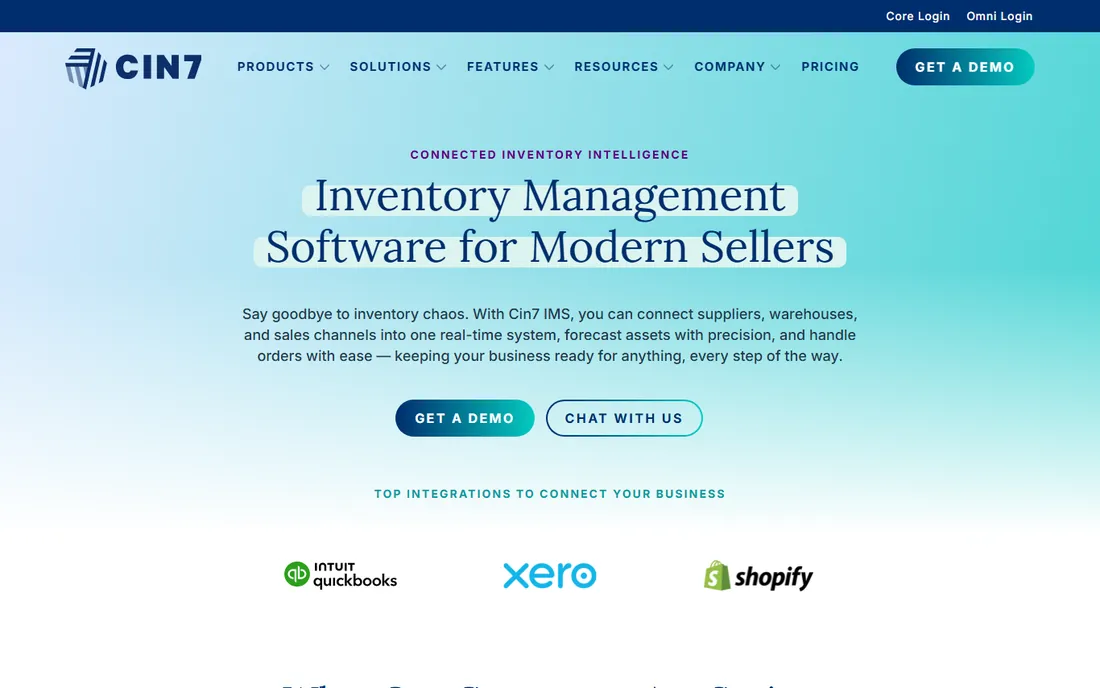 Cin7 homepage