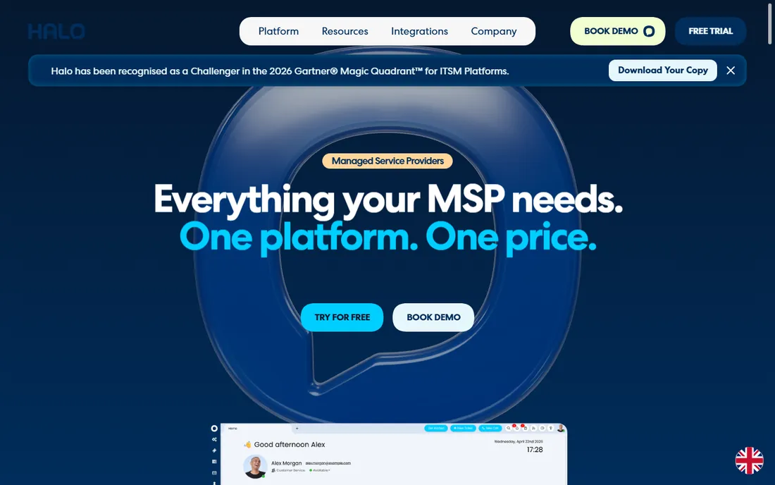 HaloPSA homepage