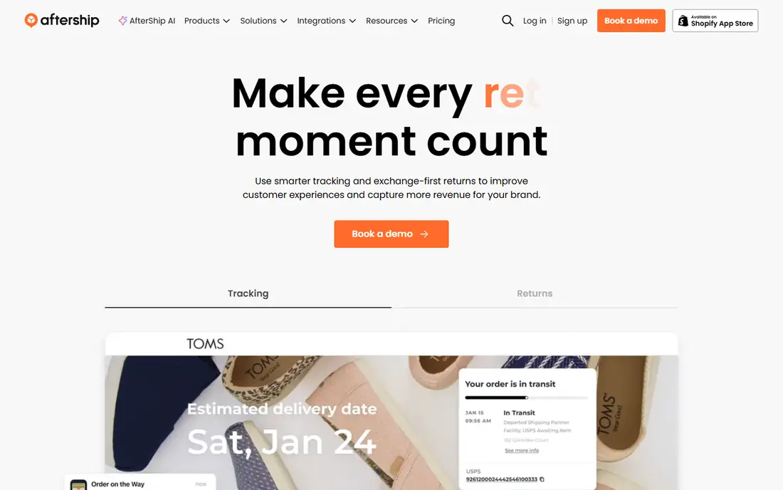 AfterShip homepage