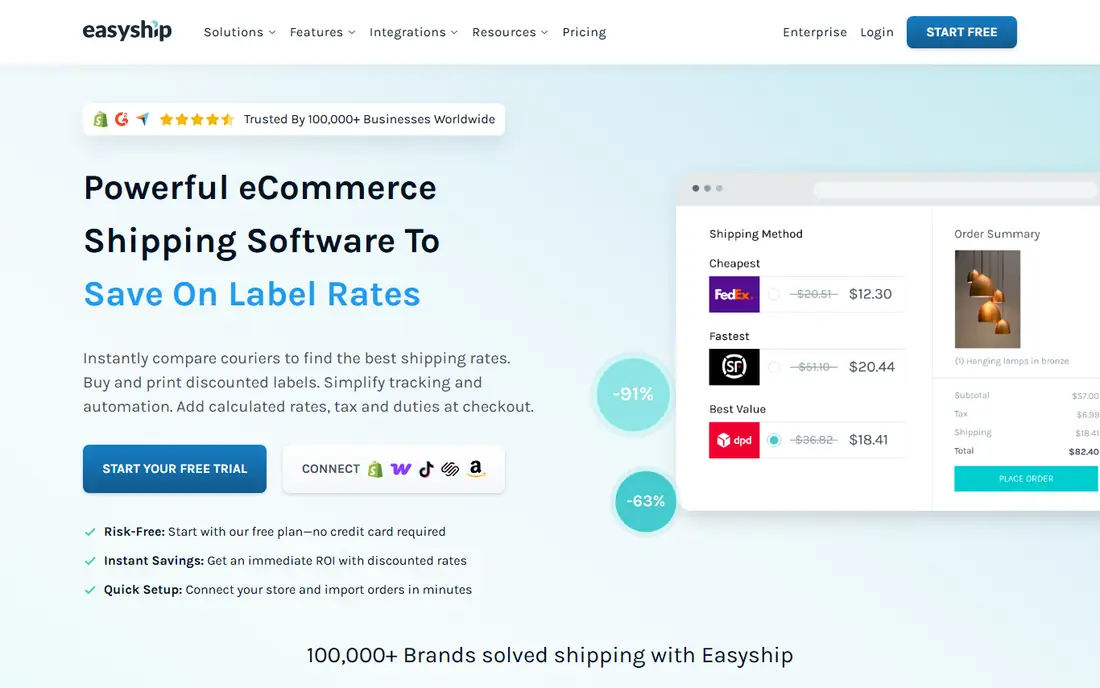Easyship homepage
