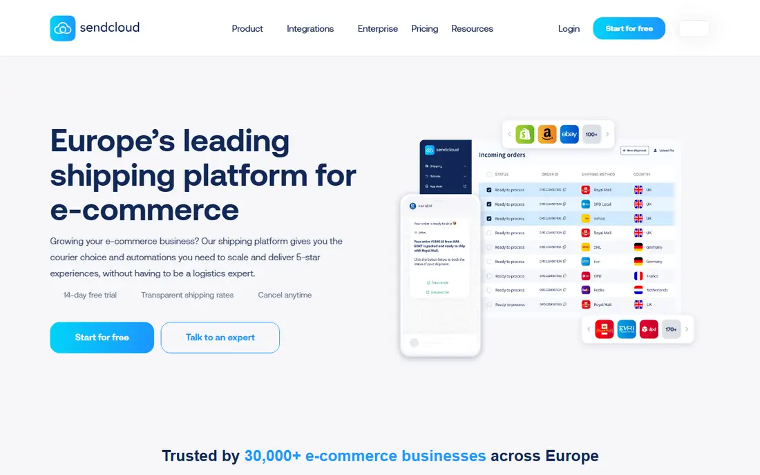 Sendcloud homepage