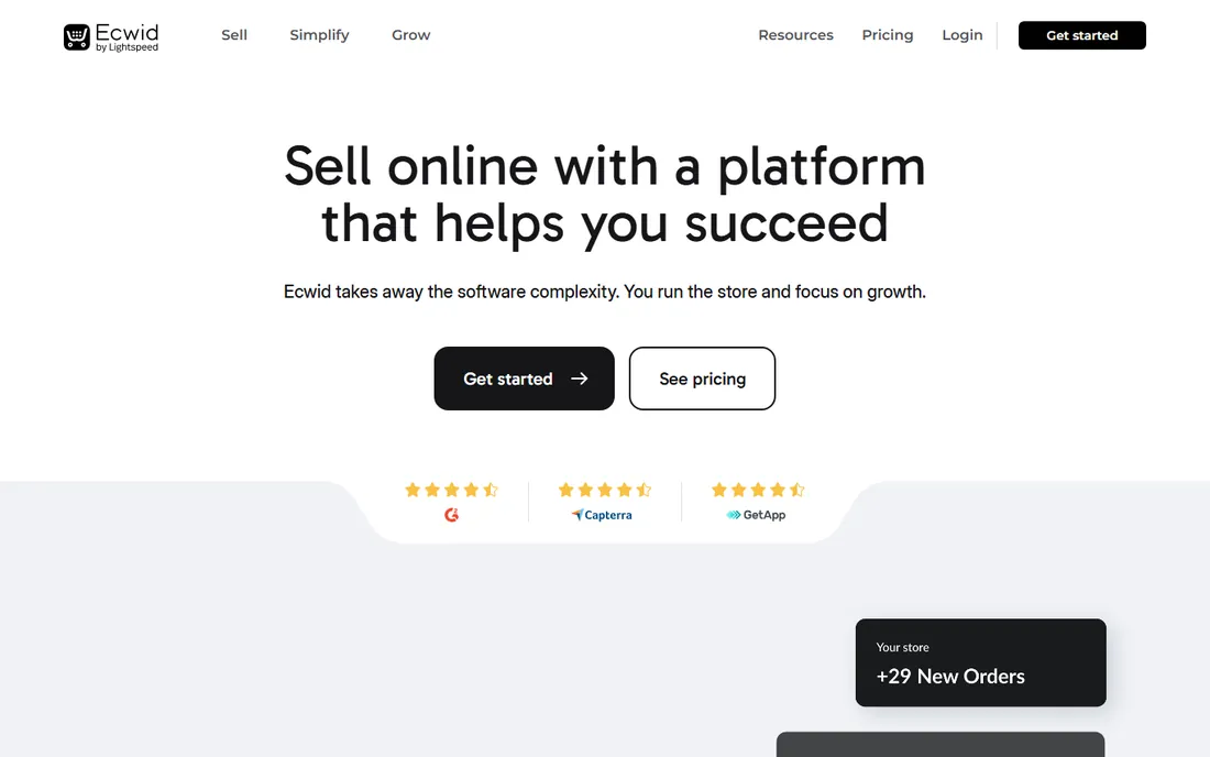 Ecwid homepage