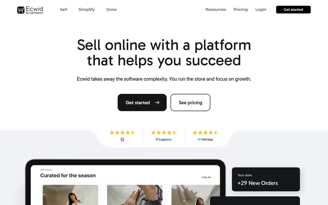 Ecwid homepage