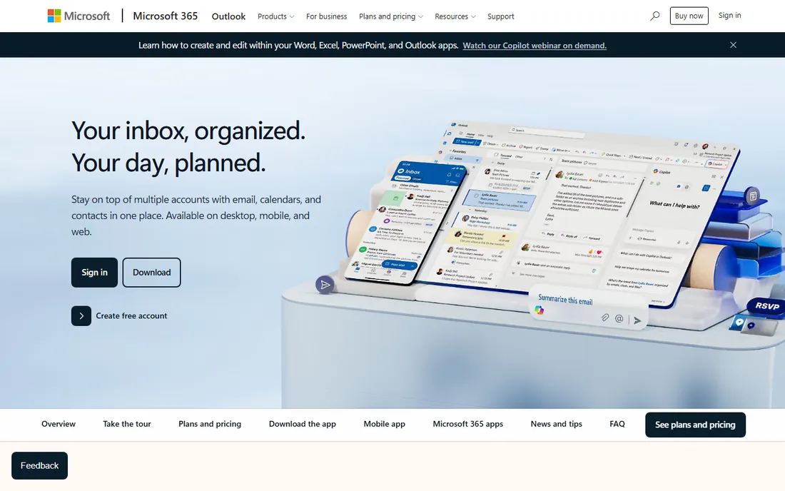 Outlook homepage