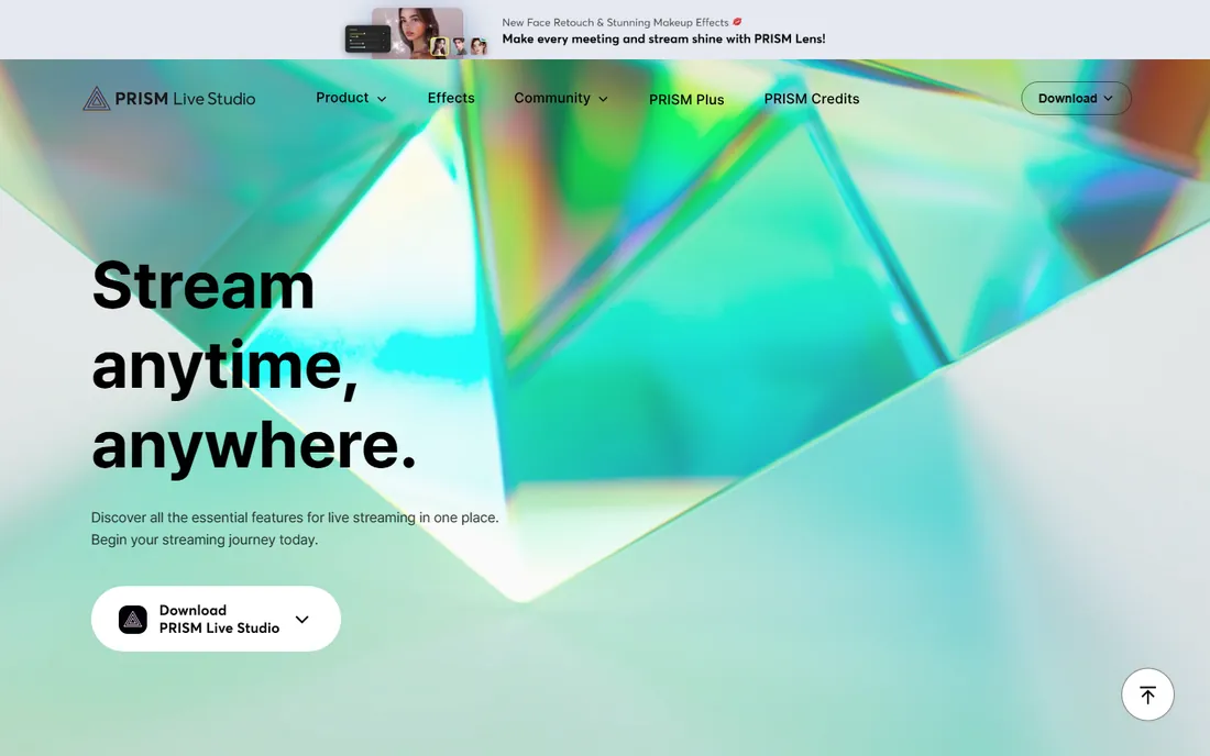 Prism Live Studio homepage