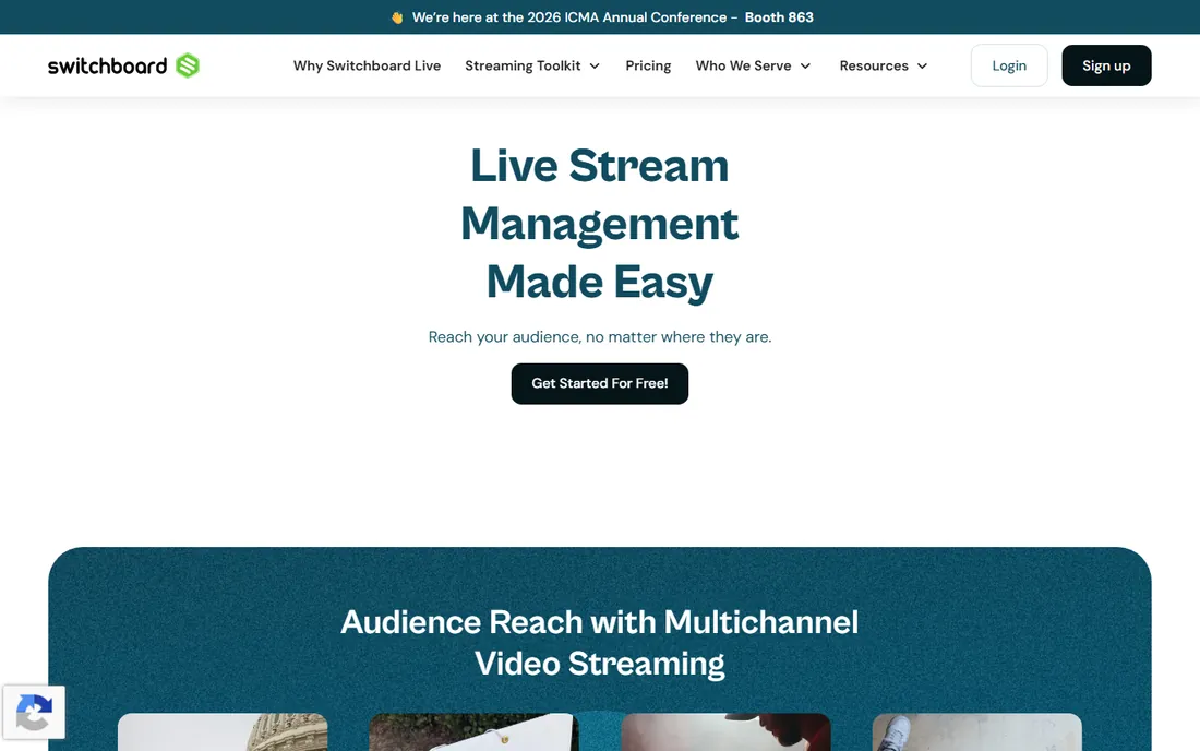 Switchboard Live homepage