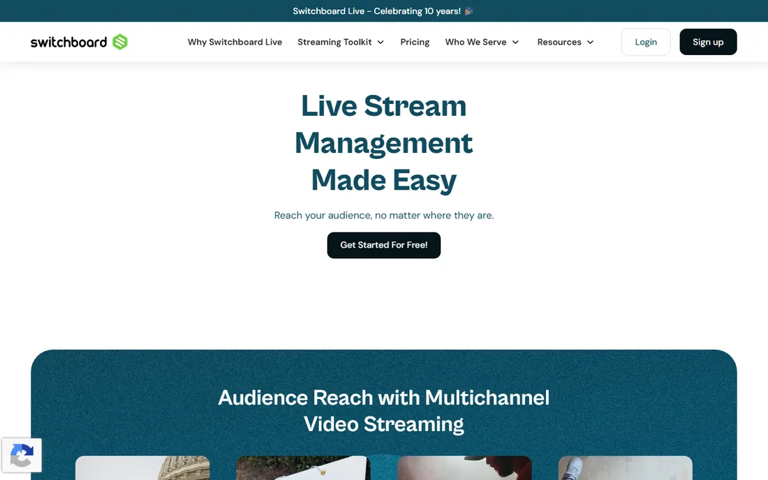 Switchboard Live homepage