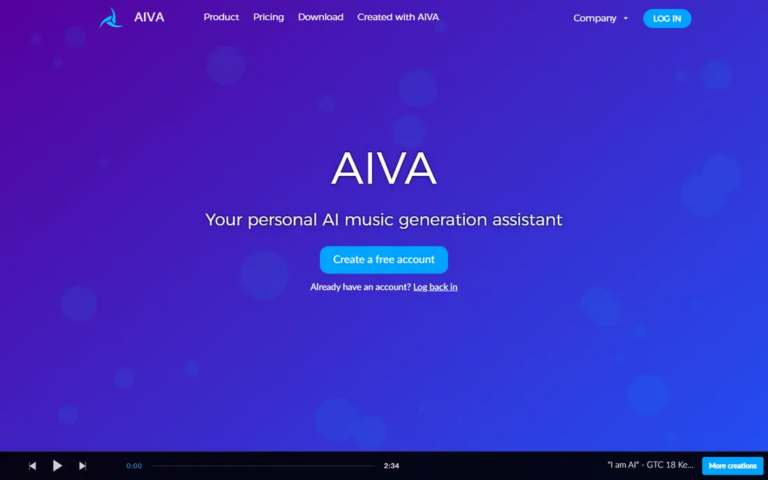 AIVA homepage