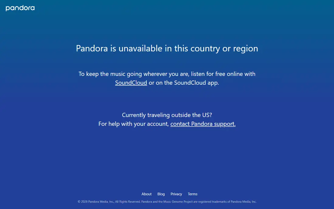 Pandora homepage