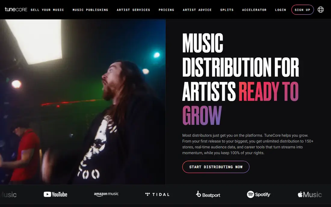 TuneCore homepage