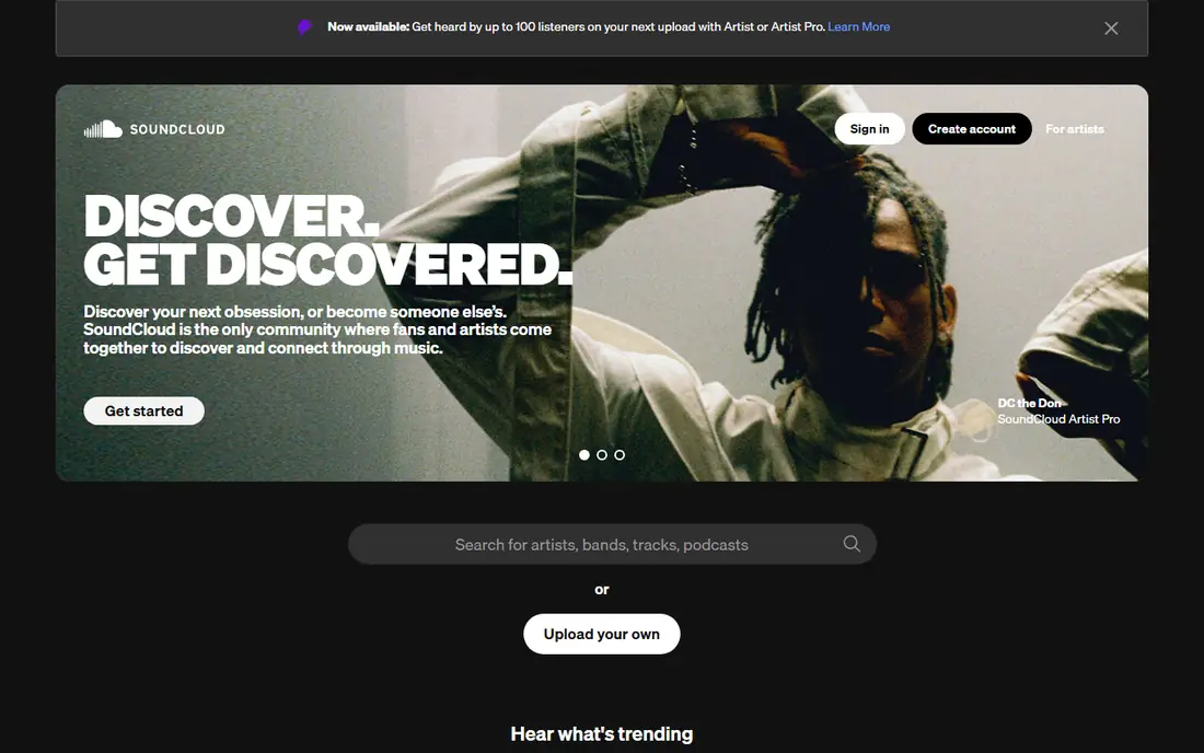 SoundCloud homepage