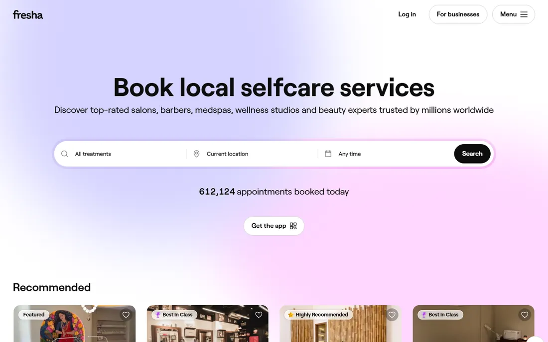 Fresha homepage