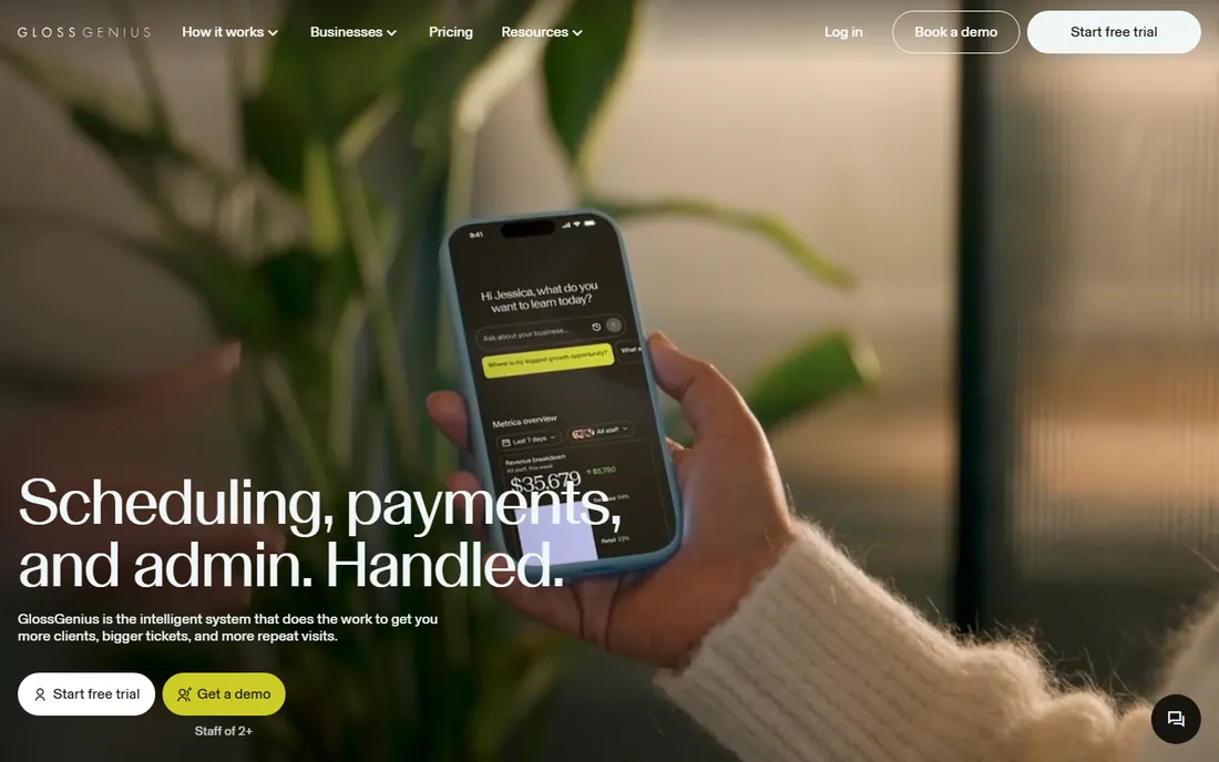 GlossGenius homepage
